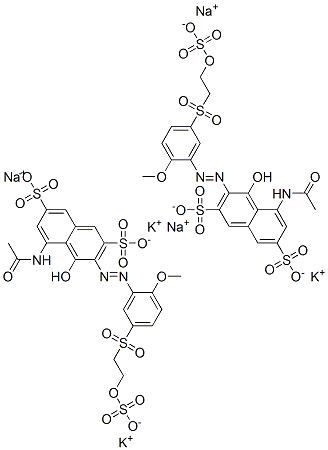 5-acetamido-4-hydroxy-3-[[2-methoxy-5-[[2-(sulphooxy)ethyl]sulphonyl]phenyl]azo]naphthalene-2,7-disulphonic acid, potassium sodium salt Struktur