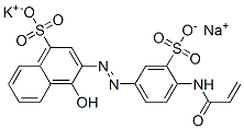 4-hydroxy-3-[[4-[(1-oxoallyl)amino]-3-sulphophenyl]azo]naphthalene-1-sulphonic acid, potassium sodium salt Struktur