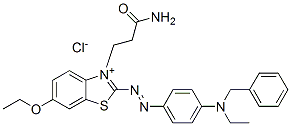 3-(3-amino-3-oxopropyl)-2-[[4-(benzylethylamino)phenyl]azo]-6-ethoxybenzothiazolium chloride Struktur