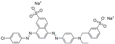 disodium 8-[(4-chlorophenyl)azo]-5-[[4-[ethyl[(3-sulphonatophenyl)methyl]amino]phenyl]azo]naphthalene-2-sulphonate  Struktur