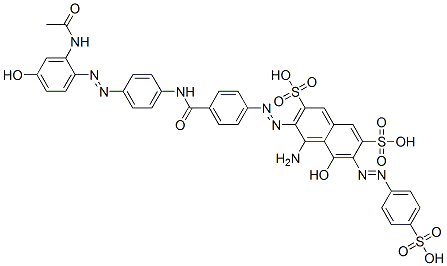 3-[[4-[[[4-[[2-(acetylamino)-4-hydroxyphenyl]azo]phenyl]amino]carbonyl]phenyl]azo]-4-amino-5-hydroxy-6-[(4-sulphophenyl)azo]naphthalene-2,7-disulphonic acid Struktur