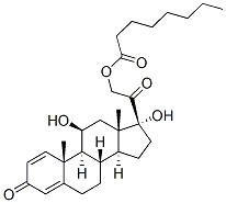 11beta,17,21-trihydroxypregna-1,4-diene-3,20-dione 21-octanoate Struktur