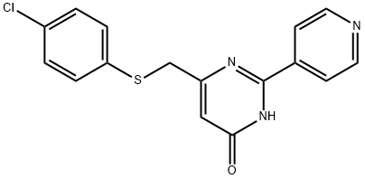 6-{[(4-chlorophenyl)sulfanyl]methyl}-2-(4-pyridinyl)-4-pyrimidinol Struktur