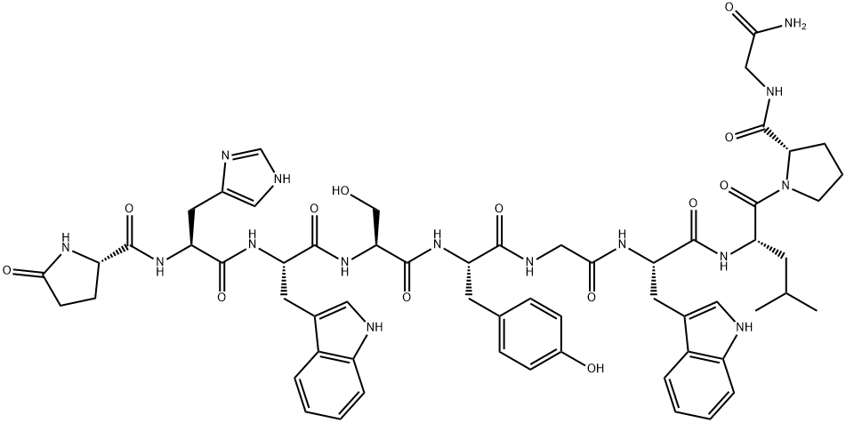 PYR-HIS-TRP-SER-TYR-GLY-TRP-LEU-PRO-GLY-NH2 Struktur