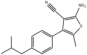 2-AMINO-4-(4-ISOBUTYLPHENYL)-5-METHYLTHIOPHENE-3-CARBONITRILE Struktur