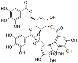 4-O,6-O-Digalloyl-2-O,3-O-[(2,2',3,3',4,4'-hexahydroxy[1,1'-biphenyl]-6,6'-diyl)dicarbonyl]-D-glucopyranose Struktur