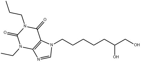 3,7-Dihydro-7-(6,7-dihydroxyheptyl)-3-ethyl-1-propyl-1H-purine-2,6-dio ne Struktur