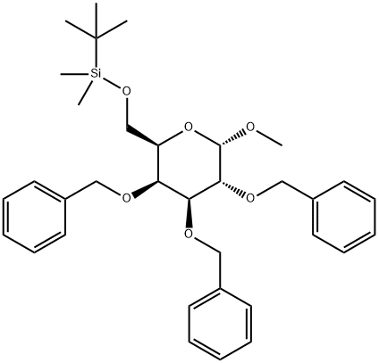 Methyl-6-O-(tert.-butyldimethylsilyl)-2,3,4-tri-O-benzyl-α-D-galactopyranoside Struktur