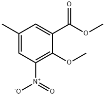 Methyl 2-methoxy-5-methyl-3-nitrobenzenecarboxylate Struktur