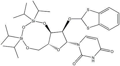 2'-O-(1,3-benzodithiol-2-yl)-3',5'-O-(1,1,3,3-tetraisopropyldisiloxan-1,3-diyl)uridine Struktur