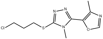 3-[(3-chloropropyl)thio]-4-methyl-5-(4-methyl-1,3-oxazol-5-yl)-4H-1,2,4-triazole Struktur