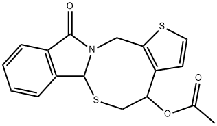 11-oxo-4,6a,11,13-tetrahydro-5H-thieno[2',3':5,6][1,3]thiazocino[2,3-a]isoindol-4-yl acetate Struktur