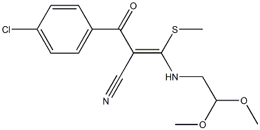 (Z)-2-(4-chlorobenzoyl)-3-[(2,2-dimethoxyethyl)amino]-3-(methylsulfanyl)-2-propenenitrile Struktur