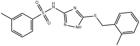 3-methyl-N-{5-[(2-methylbenzyl)sulfanyl]-1H-1,2,4-triazol-3-yl}benzenesulfonamide Struktur