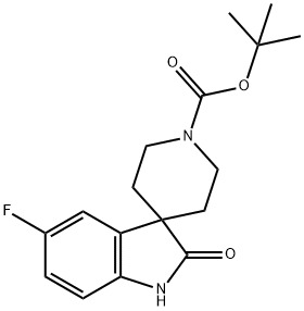 5-FLUORO-1,2-DIHYDRO-2-OXO-SPIRO[3H-INDOLE-3,4'-PIPERIDINE]-1'-CARBOXYLIC ACID 1,1-DIMETHYLETHYL ESTER Struktur