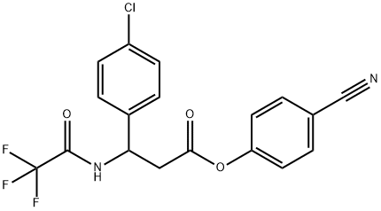 4-cyanophenyl 3-(4-chlorophenyl)-3-[(2,2,2-trifluoroacetyl)amino]propanoate Struktur