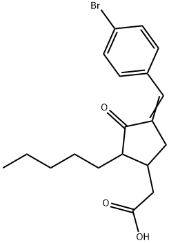 2-{4-[(E)-(4-bromophenyl)methylidene]-3-oxo-2-pentylcyclopentyl}acetic acid Struktur