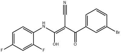 (Z)-2-(3-bromobenzoyl)-3-(2,4-difluoroanilino)-3-hydroxy-2-propenenitrile Struktur