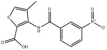 4-methyl-3-[(3-nitrobenzoyl)amino]-2-thiophenecarboxylic acid Struktur