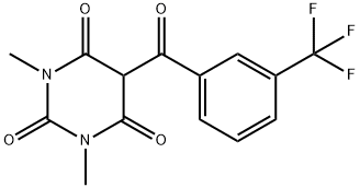 1,3-dimethyl-5-[3-(trifluoromethyl)benzoyl]-2,4,6(1H,3H,5H)-pyrimidinetrione Struktur