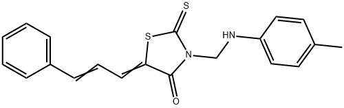 4-Thiazolidinone, 3-(((4-methylphenyl)amino)methyl)-5-(3-phenyl-2-prop enylidene)-2-thioxo- Struktur