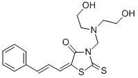 4-Thiazolidinone, 3-((bis(2-hydroxyethyl)amino)methyl)-5-(3-phenyl-2-p ropenylidene)-2-thioxo- Struktur