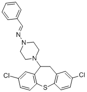 1-Piperazinamine, 4-(2,8-dichloro-10,11-dihydrodibenzo(b,f)thiepin-10- yl)-N-(phenylmethylene)- Struktur