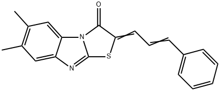 Thiazolo[3,2-a]benzimidazol-3(2H)-one, 6,7-dimethyl-2-(3-phenyl-2-prop enylidene)- Struktur