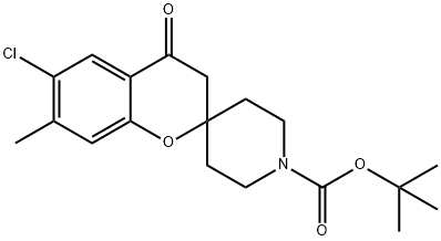 TERT-BUTYL 6-CHLORO-7-METHYL-4-OXOSPIRO[CHROMAN-2,4'-PIPERIDINE]-1'-CARBOXYLATE Struktur