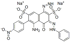 disodium (3E)-5-amino-6-(4-nitrophenyl)diazenyl-4-oxo-3-(phenylhydrazinylidene)naphthalene-2,7-disulfonate Struktur