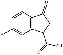 2,3-DIHYDRO-6-FLUORO-3-OXO-1H-INDENE-1-CARBOXYLIC ACID Struktur