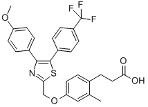 Benzenepropanoic acid, 4-[[4-(4-methoxyphenyl)-5-[4-(trifluoromethyl)phenyl]-2-thiazolyl]methoxy]-2-methyl- Struktur