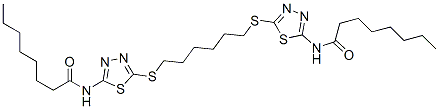 N-[5-[6-[[5-(octanoylamino)-1,3,4-thiadiazol-2-yl]sulfanyl]hexylsulfan yl]-1,3,4-thiadiazol-2-yl]octanamide Struktur