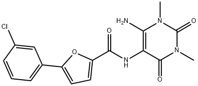 2-Furancarboxamide,  N-(6-amino-1,2,3,4-tetrahydro-1,3-dimethyl-2,4-dioxo-5-pyrimidinyl)-5-(3-chlorophenyl)- Struktur