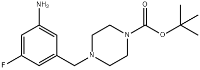 3-(4-Boc-piperazin-1-yl-methyl)-5-fluoroaniline Struktur