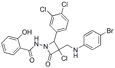 N-[3-[[(4-bromophenyl)amino]methyl]-3-chloro-2-(3,4-dichlorophenyl)-4- oxo-azetidin-1-yl]-2-hydroxy-benzamide Struktur