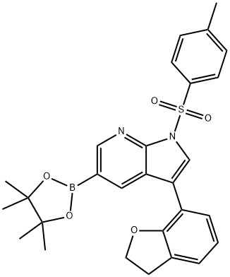 1H-Pyrrolo[2,3-b]pyridine, 3-(2,3-dihydro-7-benzofuranyl)-1-[(4-Methylphenyl)sulfonyl]-5-(4,4,5,5-tetraMethyl-1,3,2-dioxaborolan-2-yl)- Struktur