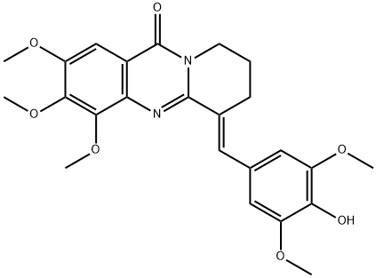 11H-Pyrido[2,1-b]quinazolin-11-one,  6,7,8,9-tetrahydro-6-[(4-hydroxy-3,5-dimethoxyphenyl)methylene]-2,3,4-trimethoxy-,  (6E)- Struktur