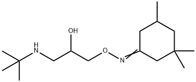 O-(2-hydroxy-3-(tert-butylamino)propyl)-3,3,5-trimethylcyclohexanone oxime Struktur