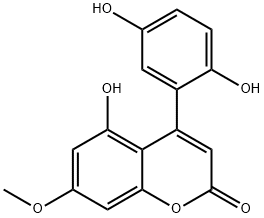 4-(2,5-dihydroxyphenyl)-5-hydroxy-7-methoxy-2-benzopyrone Struktur