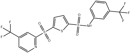 2-THIOPHENESULFONAMIDE, N-[3-(TRIFLUOROMETHYL)PHENYL]-5-[[4-(TRIFLUOROMETHYL)-2-PYRIDINYL]SULFONYL]- Struktur