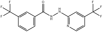 BENZOIC ACID, 3-(TRIFLUOROMETHYL)-, 2-[4-(TRIFLUOROMETHYL)-2-PYRIDINYL]HYDRAZIDE Struktur