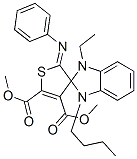 (Z)-DIMETHYL 1-BUTYL-3-ETHYL-2'-(PHENYLIMINO)-1,3-DIHYDRO-2'H-SPIRO[BENZO[D]IMIDAZOLE-2,3'-THIOPHENE]-4',5'-DICARBOXYLATE Struktur