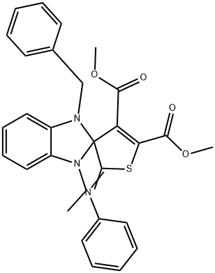 (Z)-DIMETHYL 1-BENZYL-3-ETHYL-2'-(PHENYLIMINO)-1,3-DIHYDRO-2'H-SPIRO[BENZO[D]IMIDAZOLE-2,3'-THIOPHENE]-4',5'-DICARBOXYLATE Struktur