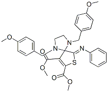 1,4-BIS-(4-METHOXY-BENZYL)-6-PHENYLIMINO-7-THIA-1,4-DIAZA-SPIRO[4.4]NON-8-ENE-8,9-DICARBOXYLIC ACID DIMETHYL ESTER Struktur