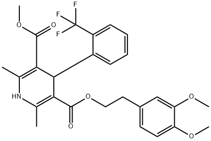 5-(34Dimethoxyphenylethyl)ethyl 3-Methyl-1,4-Dihydro-2,6-dimethyl-4-(2trifluoromethyl)phenyl-pyridine-3,5dicarboxylate Struktur