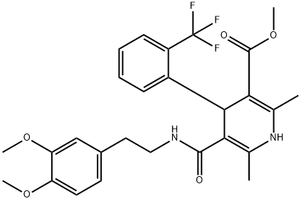 Methyl 1,4-Dihydro-2,6-dimethyl-4-(2trifluoromethyl)phenyl-pyridine-3-carboxylate-5-(3,4-dimethoxyphenyl)ethyl Carboxamide Struktur