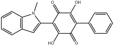 2,5-DIHYDROXY-3-(1-METHYL-1H-INDOL-2-YL)-6-PHENYL-[1,4]BENZOQUINONE Struktur