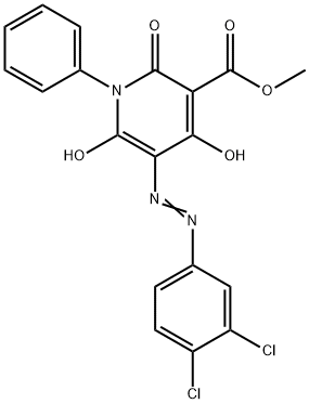 3-Pyridinecarboxylic  acid,  5-[(3,4-dichlorophenyl)azo]-1,2-dihydro-4,6-dihydroxy-2-oxo-1-phenyl-,  methyl  ester  (9CI) Struktur