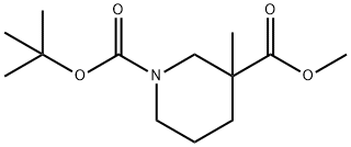 1,3-Piperidinedicarboxylic acid, 3-methyl-, 1-(1,1-dimethylethyl) 3-methyl ester Struktur